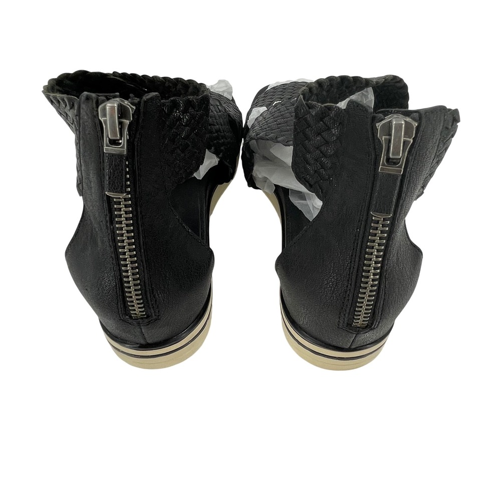 Eileen Fisher Womens Woven Leather Sandals 8.5 Black GUC Back Zip Flat *READ* - Picture 4 of 10